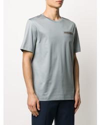 graues besticktes T-Shirt mit einem Rundhalsausschnitt von Salvatore Ferragamo