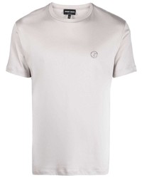 graues besticktes T-Shirt mit einem Rundhalsausschnitt von Giorgio Armani