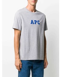 graues besticktes T-Shirt mit einem Rundhalsausschnitt von A.P.C.