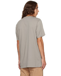 graues besticktes T-Shirt mit einem Rundhalsausschnitt von 424