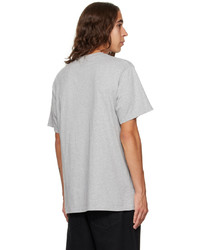 graues besticktes T-Shirt mit einem Rundhalsausschnitt von 424