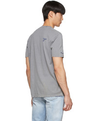 graues besticktes T-Shirt mit einem Rundhalsausschnitt von Acne Studios