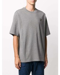 graues besticktes T-Shirt mit einem Rundhalsausschnitt von Kenzo