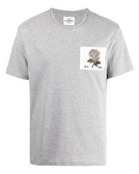 graues besticktes T-Shirt mit einem Rundhalsausschnitt von Kent & Curwen