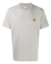 graues besticktes T-Shirt mit einem Rundhalsausschnitt von Kenzo
