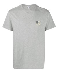 graues besticktes T-Shirt mit einem Rundhalsausschnitt von Loewe