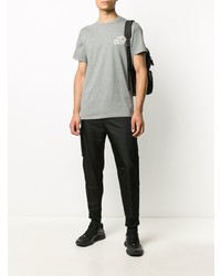 graues besticktes T-Shirt mit einem Rundhalsausschnitt von Moncler