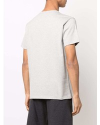 graues besticktes T-Shirt mit einem Rundhalsausschnitt von Alexander McQueen