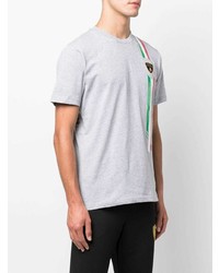 graues besticktes T-Shirt mit einem Rundhalsausschnitt von Automobili Lamborghini