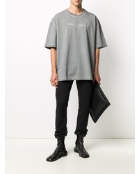 graues besticktes T-Shirt mit einem Rundhalsausschnitt von Maison Margiela