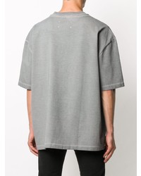 graues besticktes T-Shirt mit einem Rundhalsausschnitt von Maison Margiela