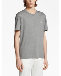 graues besticktes T-Shirt mit einem Rundhalsausschnitt von Zegna