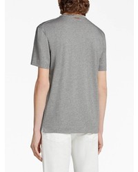 graues besticktes T-Shirt mit einem Rundhalsausschnitt von Zegna