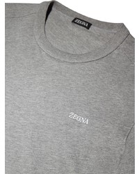 graues besticktes T-Shirt mit einem Rundhalsausschnitt von Zegna