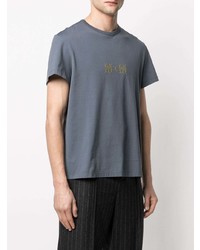 graues besticktes T-Shirt mit einem Rundhalsausschnitt von Maison Margiela