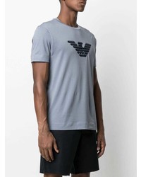 graues besticktes T-Shirt mit einem Rundhalsausschnitt von Emporio Armani