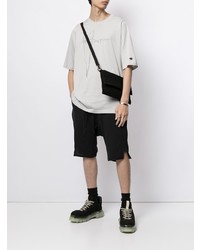 graues besticktes T-Shirt mit einem Rundhalsausschnitt von Rick Owens X Champion