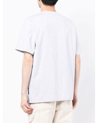 graues besticktes T-Shirt mit einem Rundhalsausschnitt von MSGM