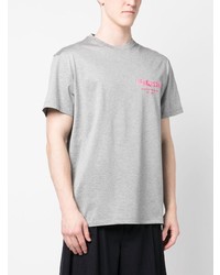 graues besticktes T-Shirt mit einem Rundhalsausschnitt von Alexander McQueen