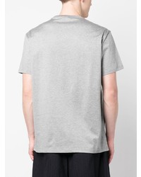 graues besticktes T-Shirt mit einem Rundhalsausschnitt von Alexander McQueen