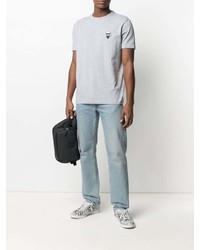 graues besticktes T-Shirt mit einem Rundhalsausschnitt von Karl Lagerfeld