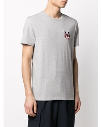 graues besticktes T-Shirt mit einem Rundhalsausschnitt von Moncler