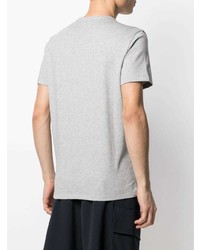 graues besticktes T-Shirt mit einem Rundhalsausschnitt von Moncler