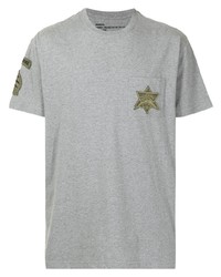 graues besticktes T-Shirt mit einem Rundhalsausschnitt von Maharishi