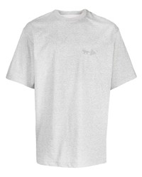 graues besticktes T-Shirt mit einem Rundhalsausschnitt von MAISON KITSUNÉ