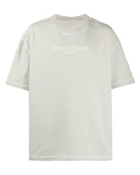 graues besticktes T-Shirt mit einem Rundhalsausschnitt von Maison Margiela