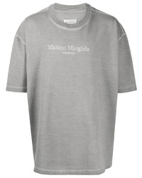 graues besticktes T-Shirt mit einem Rundhalsausschnitt von Maison Margiela