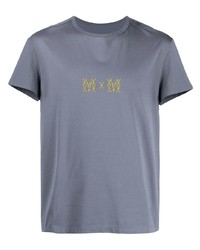 graues besticktes T-Shirt mit einem Rundhalsausschnitt von Maison Margiela
