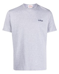 graues besticktes T-Shirt mit einem Rundhalsausschnitt von MC2 Saint Barth