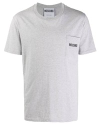 graues besticktes T-Shirt mit einem Rundhalsausschnitt von Moschino