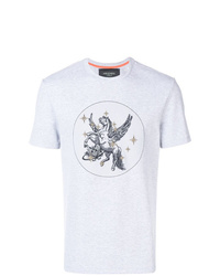 graues besticktes T-Shirt mit einem Rundhalsausschnitt von Mr & Mrs Italy