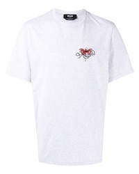 graues besticktes T-Shirt mit einem Rundhalsausschnitt von MSGM