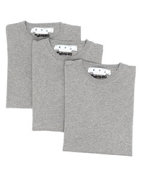 graues besticktes T-Shirt mit einem Rundhalsausschnitt von Off-White