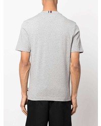 graues besticktes T-Shirt mit einem Rundhalsausschnitt von Tommy Hilfiger