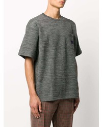 graues besticktes T-Shirt mit einem Rundhalsausschnitt von Needles