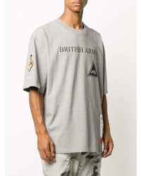 graues besticktes T-Shirt mit einem Rundhalsausschnitt von Heron Preston