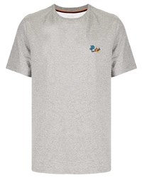 graues besticktes T-Shirt mit einem Rundhalsausschnitt von Paul Smith