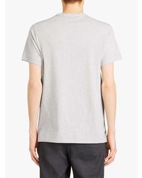 graues besticktes T-Shirt mit einem Rundhalsausschnitt von Burberry