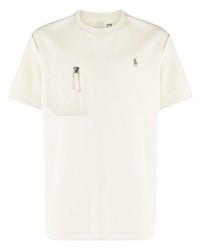 graues besticktes T-Shirt mit einem Rundhalsausschnitt von Polo Ralph Lauren