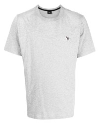 graues besticktes T-Shirt mit einem Rundhalsausschnitt von PS Paul Smith