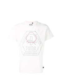 graues besticktes T-Shirt mit einem Rundhalsausschnitt von Puma