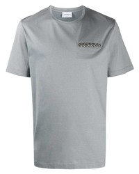 graues besticktes T-Shirt mit einem Rundhalsausschnitt von Salvatore Ferragamo