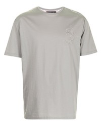graues besticktes T-Shirt mit einem Rundhalsausschnitt von Shanghai Tang
