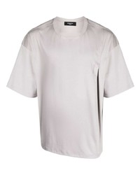 graues besticktes T-Shirt mit einem Rundhalsausschnitt von SONGZIO