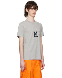 graues besticktes T-Shirt mit einem Rundhalsausschnitt von Moncler