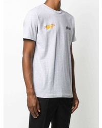 graues besticktes T-Shirt mit einem Rundhalsausschnitt von Off-White